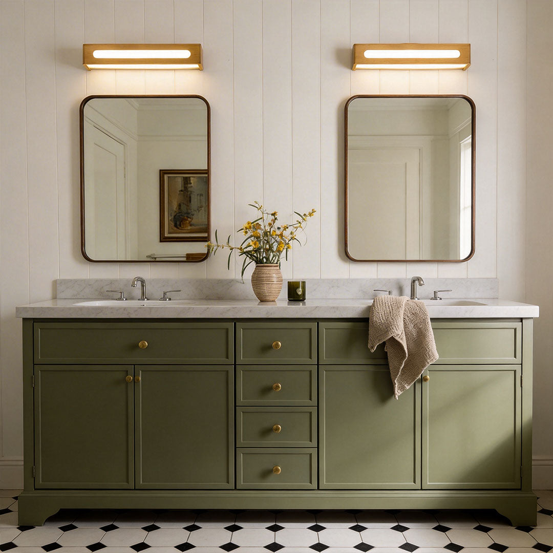 Rectangular Wood Waterproof LED Nordic Wall Lamp Mirror Light Sconces