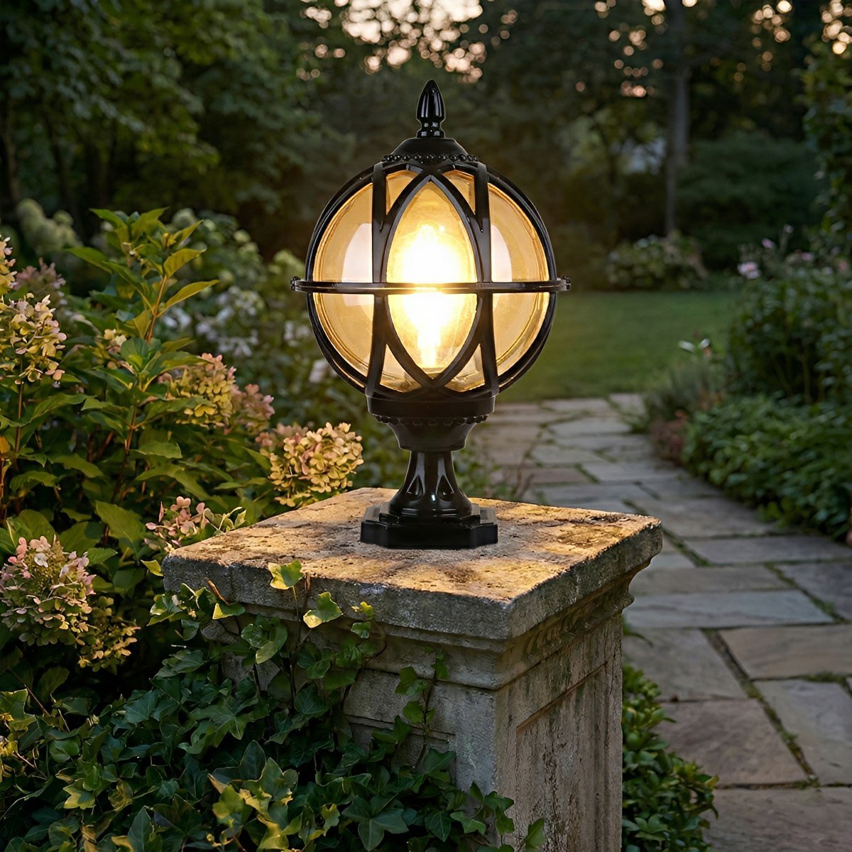 Farmhouse Round Ball Waterproof Outdoor Fence Post Lights