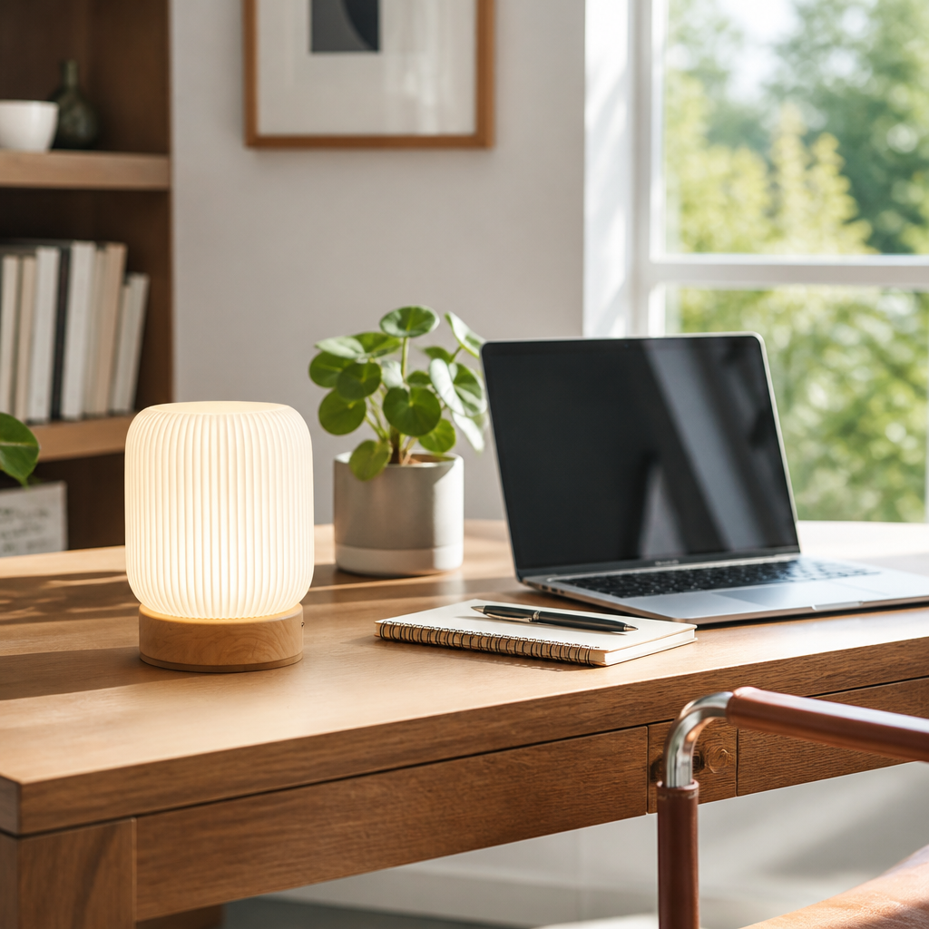 Wood Grain Touch Night Light - Cordless Rechargeable Metal Table Lamp with 3W LED and Touch Dimming for Bedside, Hallway and Bathroom