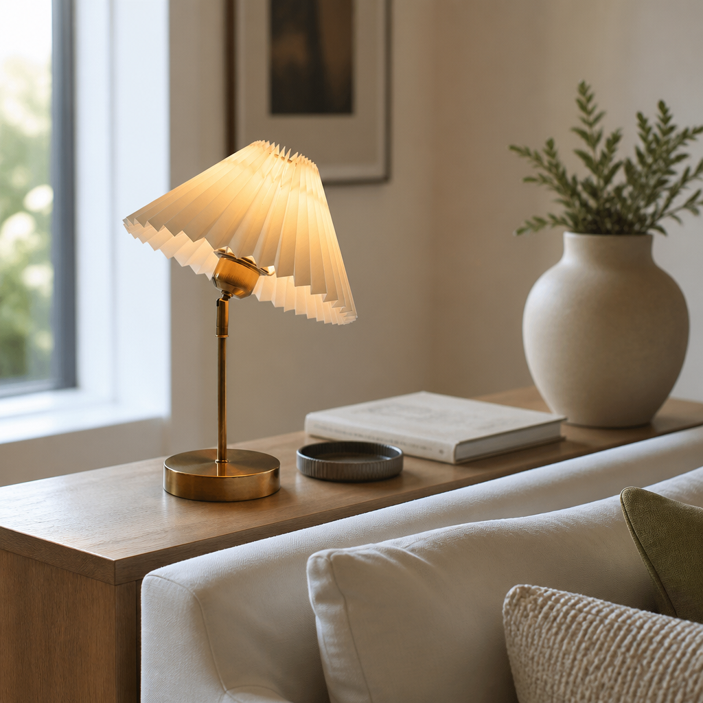 Umbrella Pleated Floor Lamp - Two Shade Styles with Soft Even LED Glow and Easy-Clean Finish for Sofa Side, Reading Nook and Bedroom