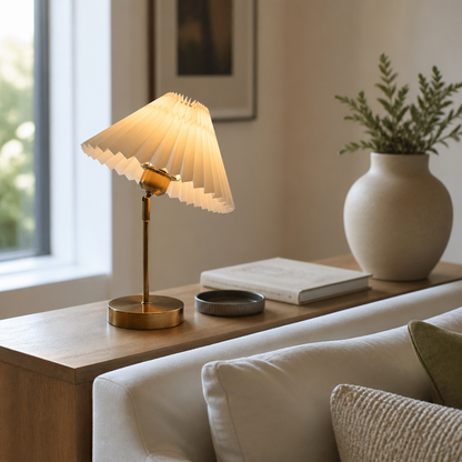 Umbrella Pleated Floor Lamp - Two Shade Styles with Soft Even LED Glow and Easy-Clean Finish for Sofa Side, Reading Nook and Bedroom