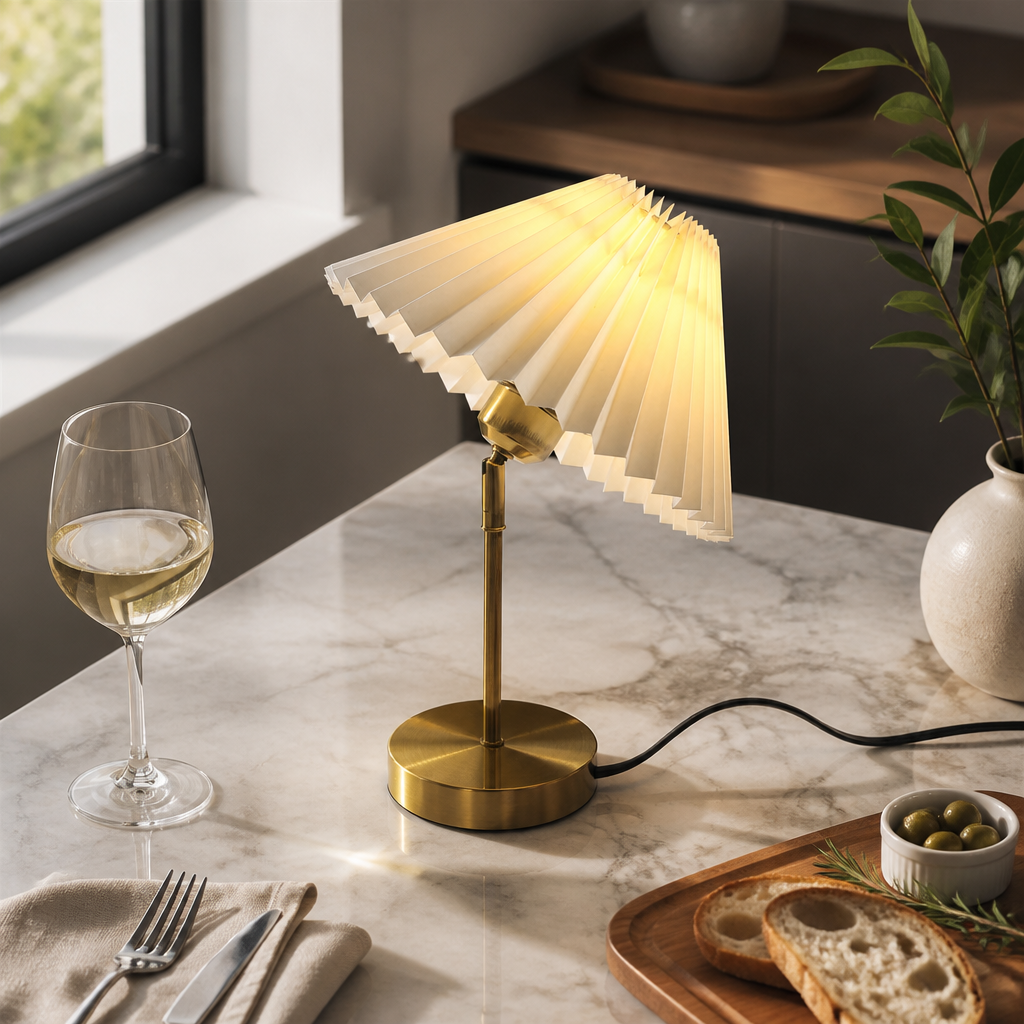Umbrella Pleated Floor Lamp - Two Shade Styles with Soft Even LED Glow and Easy-Clean Finish for Sofa Side, Reading Nook and Bedroom