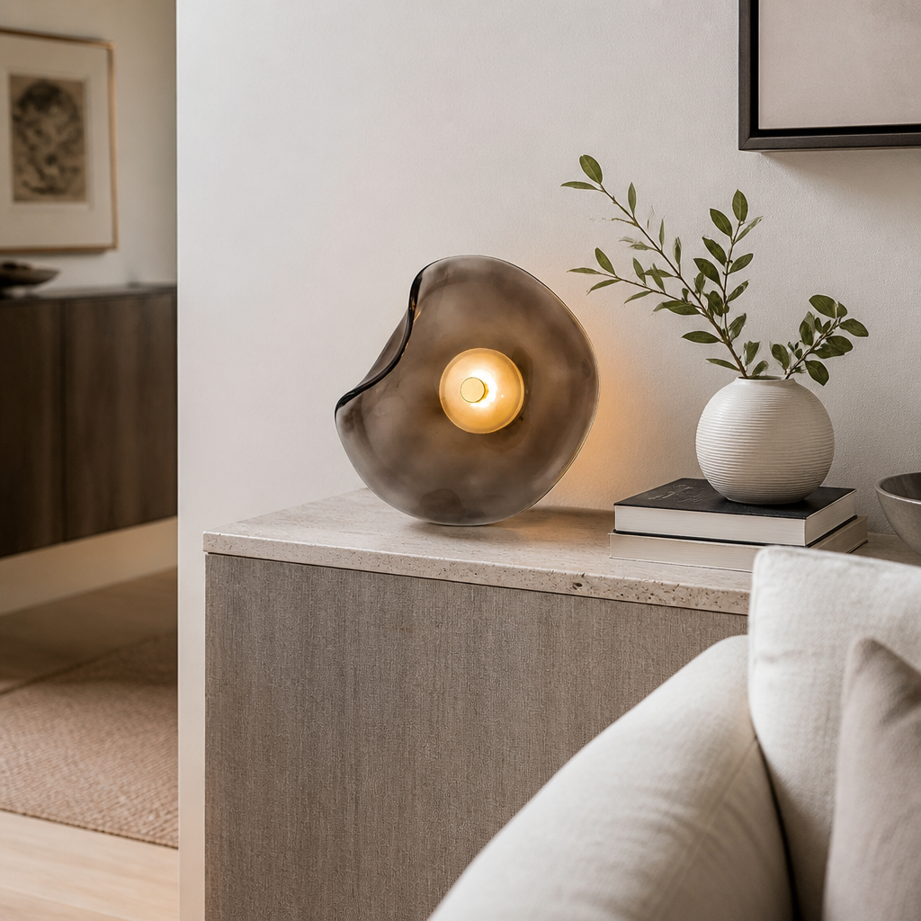 Nordic Modern Wall Lamp - Cognac or Grey Glass Sconce with Warm White 2700K to Cool White 7000K Options for Hallway and Bedhead