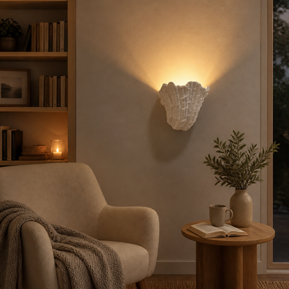 Shell Vintage Wall Sconce - Wabi-Sabi Gypsum Fitting in 3000K, 4000K or 6000K White for Hallway, Above a Headboard and Staircase