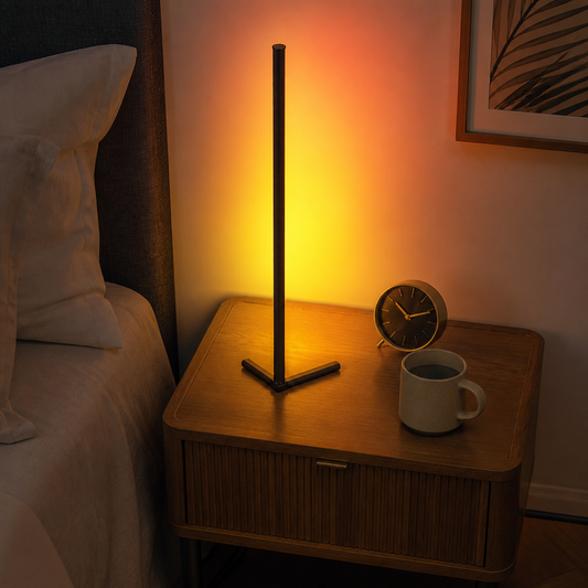 RGB Smart Floor Lamp - Black 40cm or 155cm Colour Changing LED Standing Light with App and Remote Scenes, Timers and Smooth Dimming