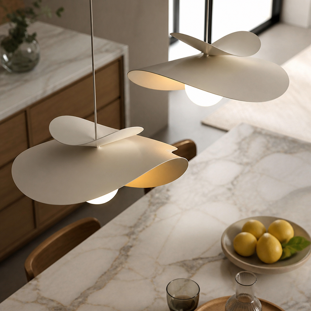 Nordic Iron Hanging Lamp - 40cm Iron Shade with Warm 3000K, Neutral 4200K or White 6500K Light for Dining Table, Kitchen Island and Bedside