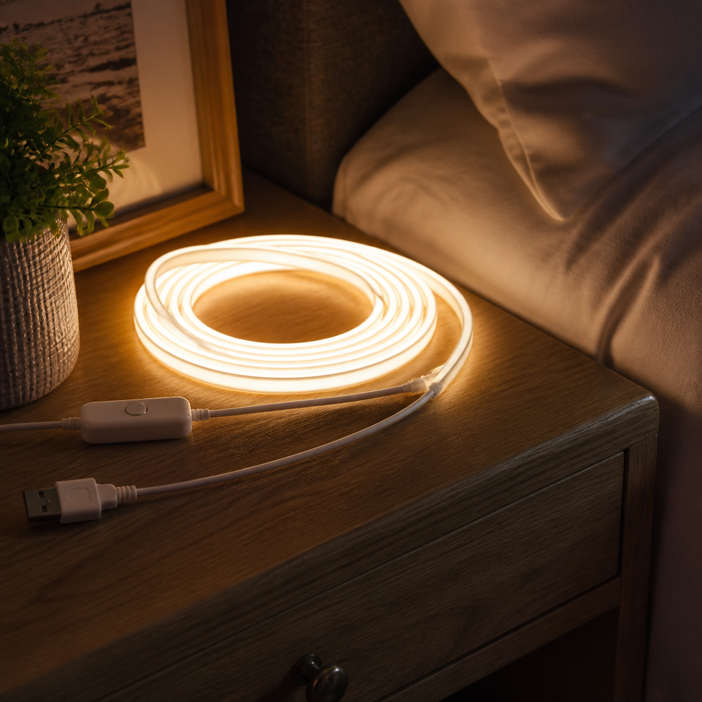 LED Strip Light - 1m to 3m Low Wattage Tape in Warm White, Plain White or Colour Change with 24 Key Neon Remote for Cabinets and Shelves