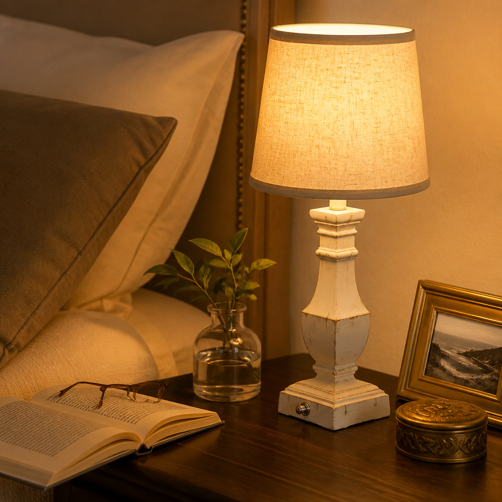 Dimmable Rustic Farmhouse Table Lamps Set of 2 - Touch Controlled Matched Pair with Bulbs Included in Antique White, Red, Brown or Black