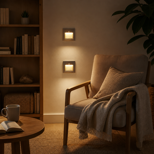 Motion Sensor Stair Light - PIR Infrared Step Fitting in Champagne, Smoky Grey or Silver with Warm or Cool White LED for Landings