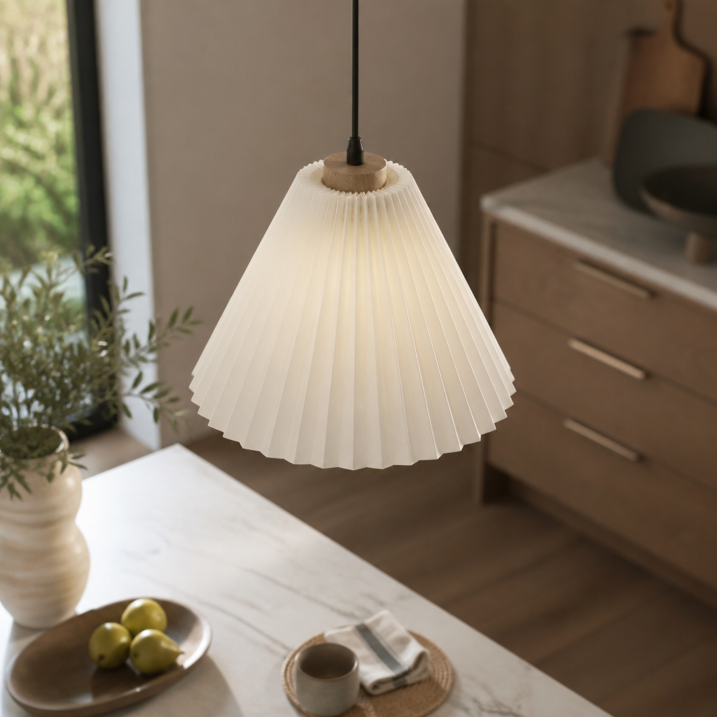 Origami Pleated Chandelier - Black Folded Pleat Ceiling Light with Warm Glare-Free Glow for Dining Table, Entryway and Living Room