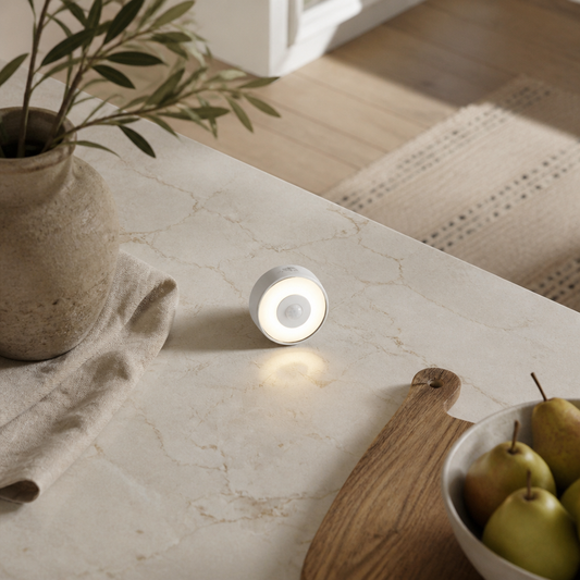 Magnetic Motion Sensor Night Light - Type-C or USB Rechargeable 8 LED Disc with 120 Degree, 3 to 5 Metre Detection for Stairs and Closets