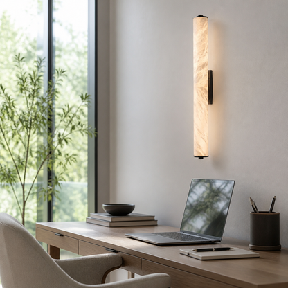 Marble and Copper Wall Lamp - 25 to 60cm Sconce in Black or Gold with Warm or Natural White LED for Hallway, Bedhead and Staircase