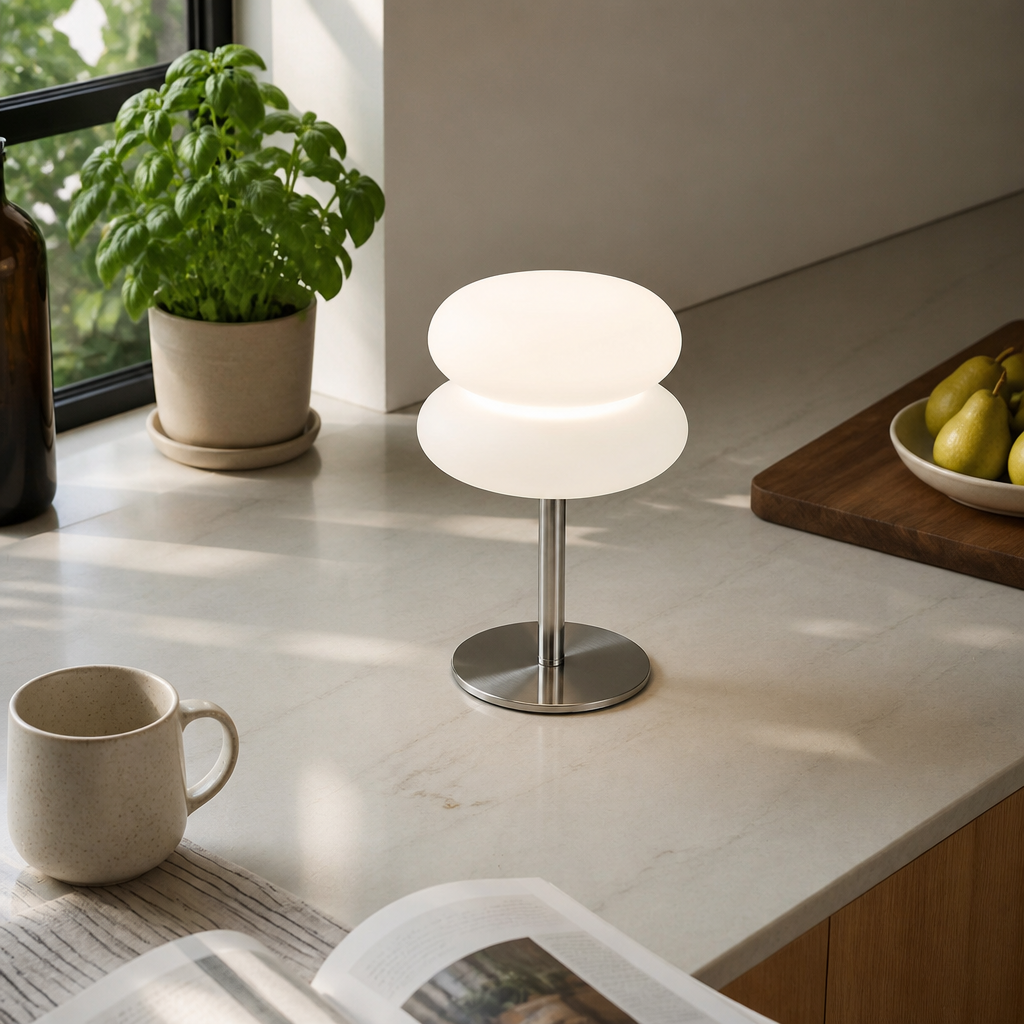Bauhaus Mushroom Table Lamp - USB Powered Warm Glare-Free LED Light in Three Style Options for Bedside Table, Console and Desk