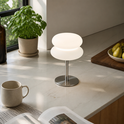 Bauhaus Mushroom Table Lamp - USB Powered Warm Glare-Free LED Light in Three Style Options for Bedside Table, Console and Desk