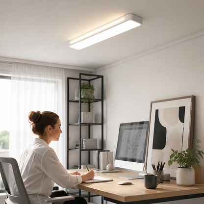 Long Corridor Nordic Ceiling Light - Black or White Iron Linear Bar in 48cm 15W, 58cm 18W and 78cm 22W Warm Sizes for Porch and Balcony