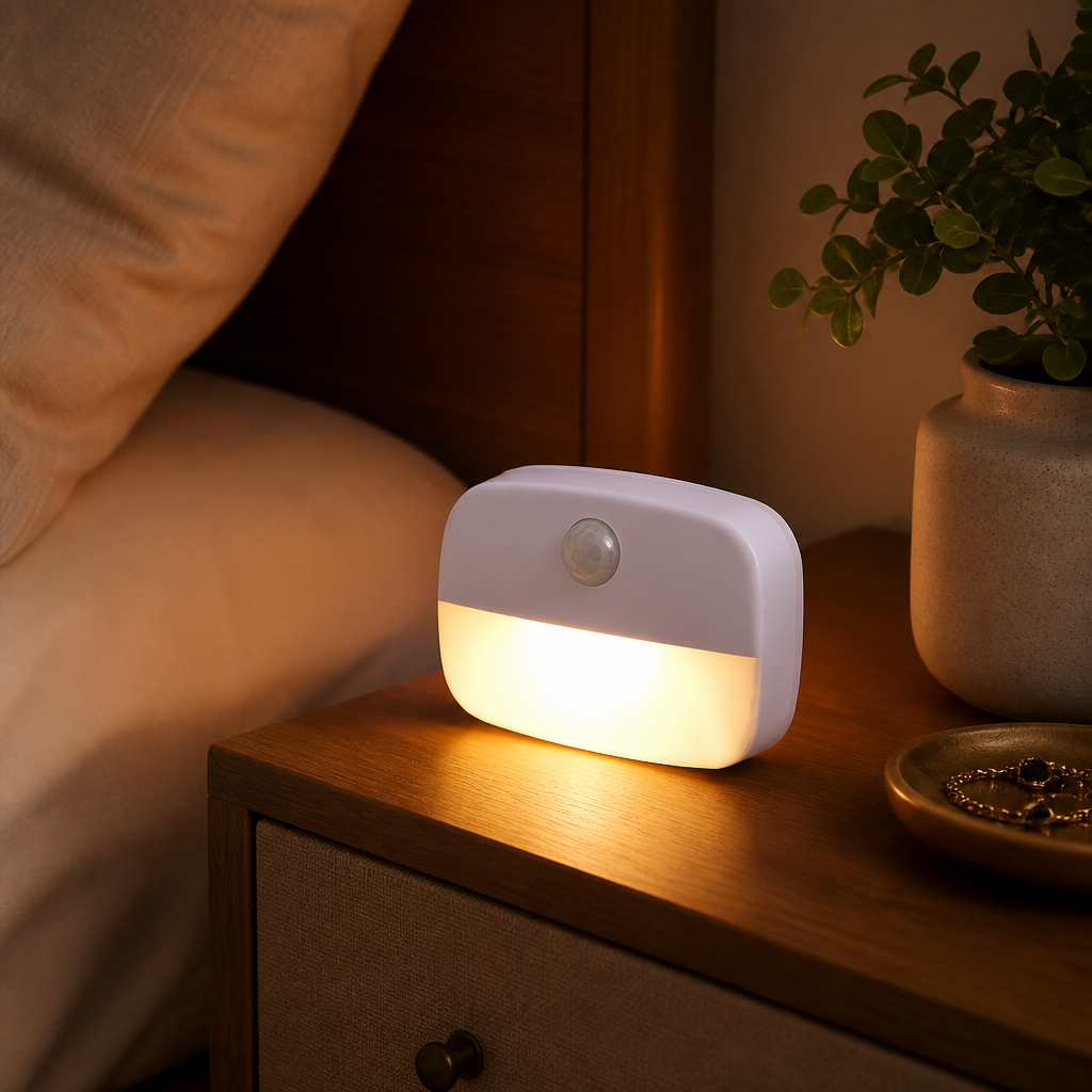 Night Light - Motion Sensor LED in Warm or Cold White with a Soft Glare-Free Glow for a Nursery, Hallway or Bedside Cabinet