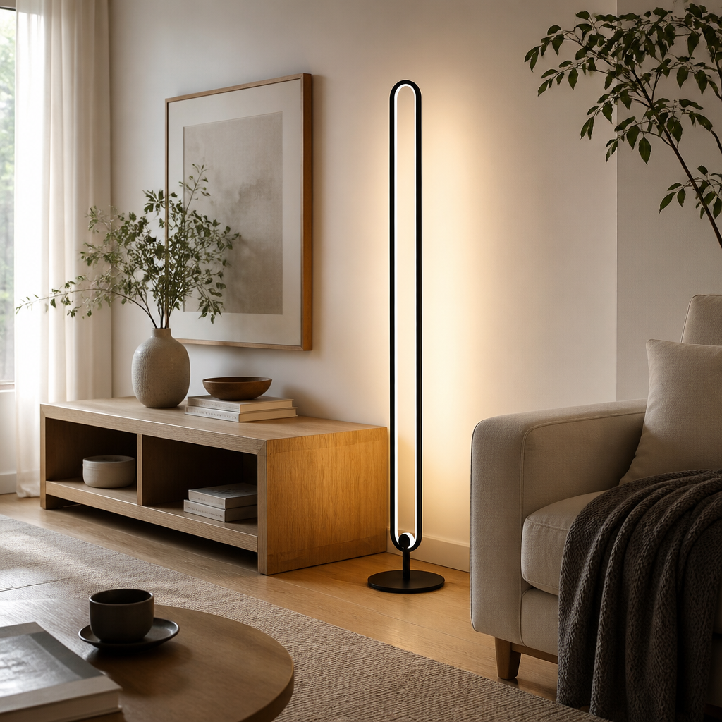 Nordic Aluminium Floor Lamp - Three Shade Designs with Warm, Neutral or White LED and Remote Dimming for Sofa Side and Reading Corner