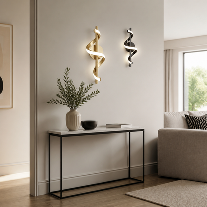 Nordic Modern Wall Light - Black or Gold Sconce with Three Colour Temperature LED for Hallway, Above a Headboard and Staircase