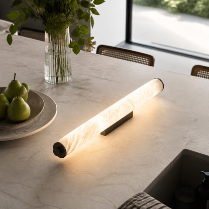 Marble and Copper Wall Lamp - 25 to 60cm Sconce in Black or Gold with Warm or Natural White LED for Hallway, Bedhead and Staircase