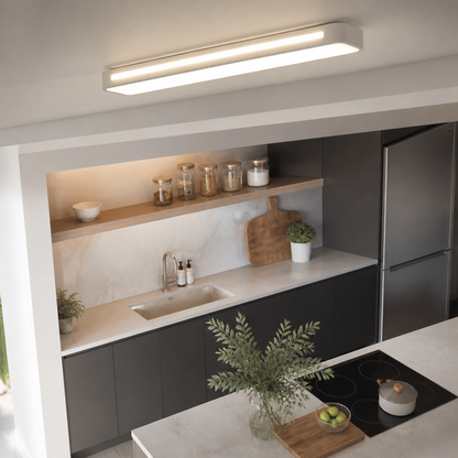 Long Corridor Nordic Ceiling Light - Black or White Iron Linear Bar in 48cm 15W, 58cm 18W and 78cm 22W Warm Sizes for Porch and Balcony