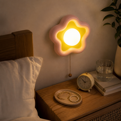 Petal Ceramic Wall Light - Blue or Pink Sconce with Warm or White LED and Three Colour Temperature Option for Hallway and Stairway