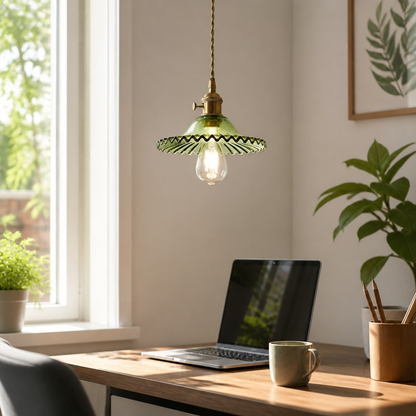 Nordic Vintage Chandelier - Brass and Glass Fitting in White, Green, Clear or Orange with Warm Glare-Free Glow for Dining Table and Entryway