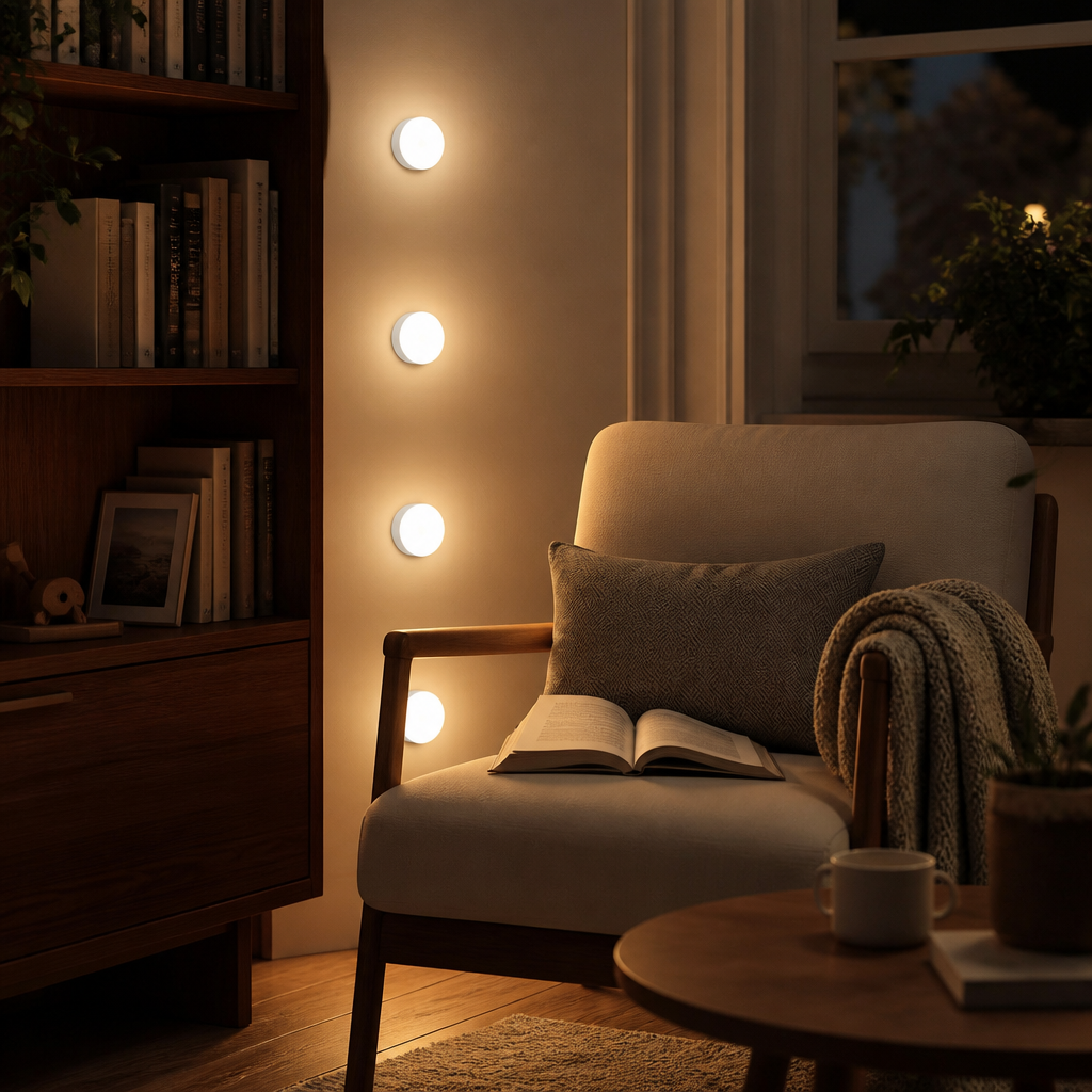 Motion Sensor Rechargeable Night Light - Cord-Free Warm or White LED in 2, 4, 6 or 8 Piece Packs for Nursery, Hall and Bedside