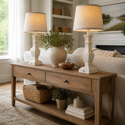 Dimmable Rustic Farmhouse Table Lamps Set of 2 - Touch Controlled Matched Pair with Bulbs Included in Antique White, Red, Brown or Black