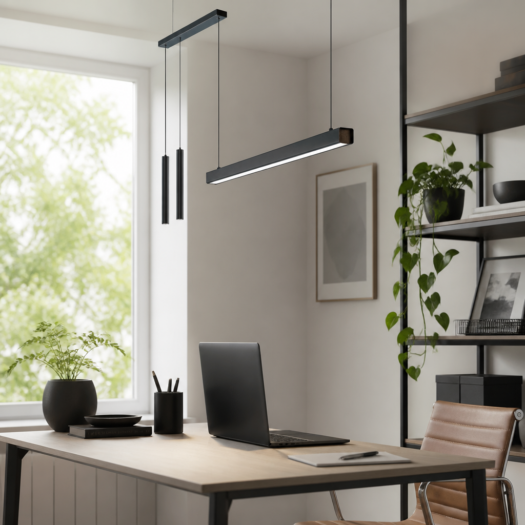 Nordic Minimalist Chandelier - Black or White Fitting from 107cm to 247cm in Warm, Neutral or Dimmable Remote White for Dining and Entryway