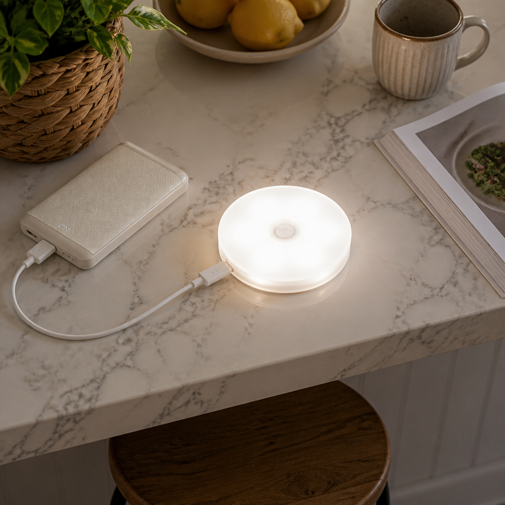 Motion Sensor Rechargeable Night Light - Cordless Warm or White LED with Manual Switch Option in Single to Six Piece Sets