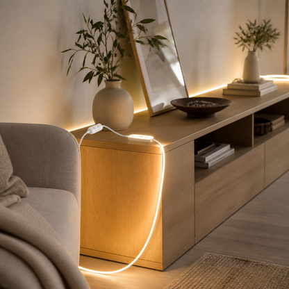 LED Strip Light - 1m to 3m Low Wattage Tape in Warm White, Plain White or Colour Change with 24 Key Neon Remote for Cabinets and Shelves
