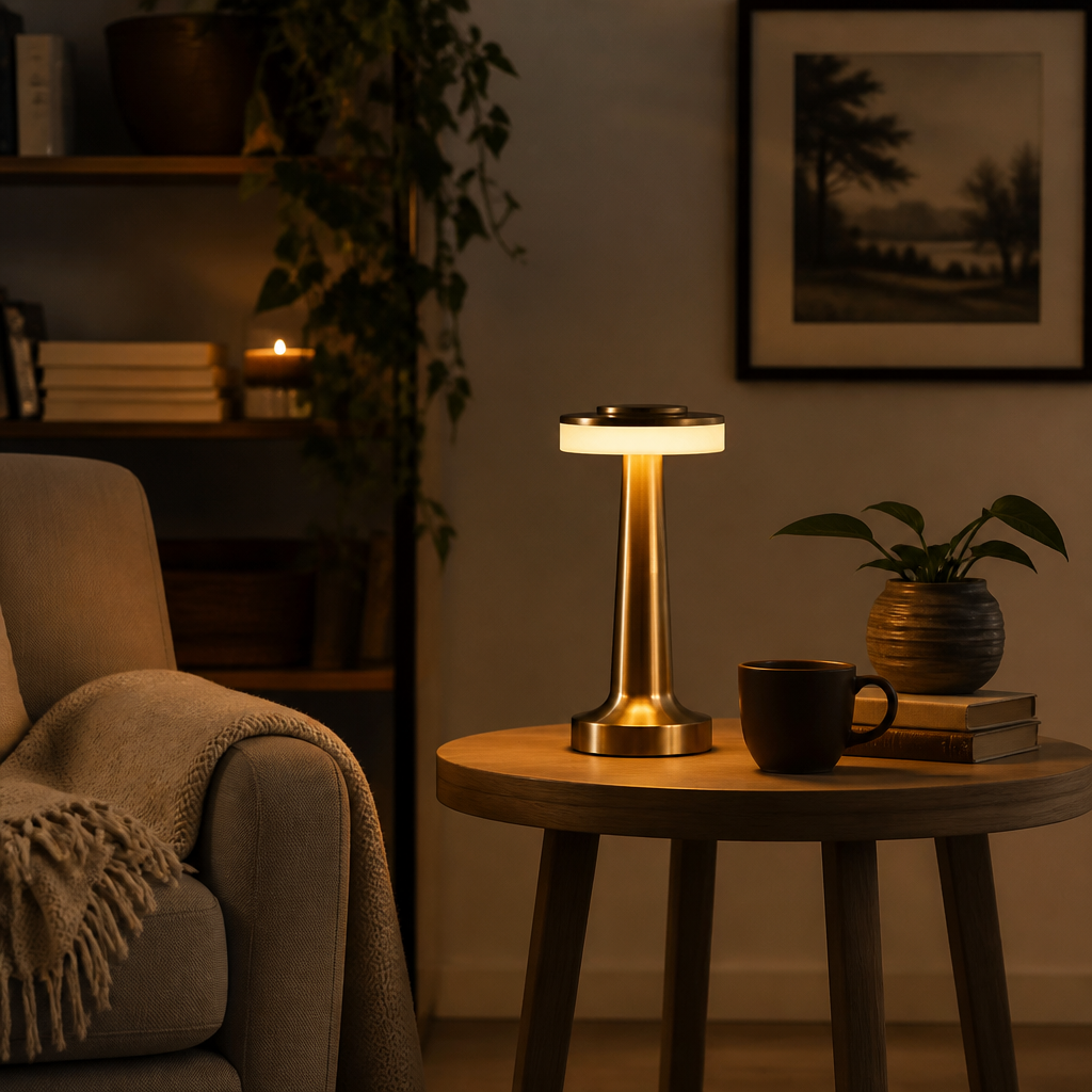 UFO Rechargeable Table Lamp - Cordless Touch Control Lamp in Black, Silver, Gold or Rose Gold Finishes for Bedside Table, Console and Desk