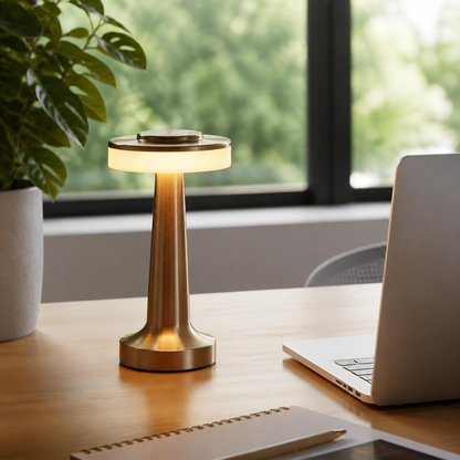 UFO Rechargeable Table Lamp - Cordless Touch Control Lamp in Black, Silver, Gold or Rose Gold Finishes for Bedside Table, Console and Desk