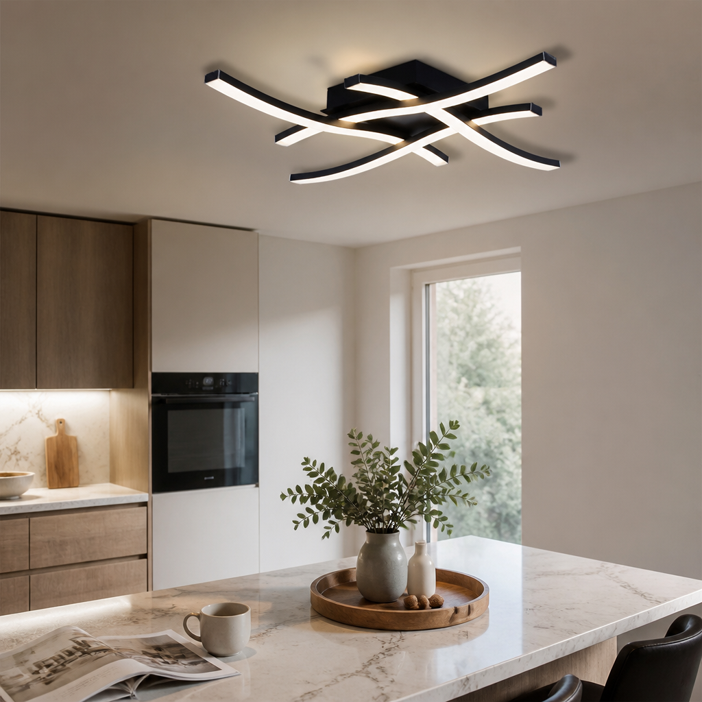 Rotatable LED Ceiling Spot Light Bar - Black Iron 2, 3 and 4 Head Fitting in 30 or 50cm Lengths with Cool White Aimable Beams for Kitchens