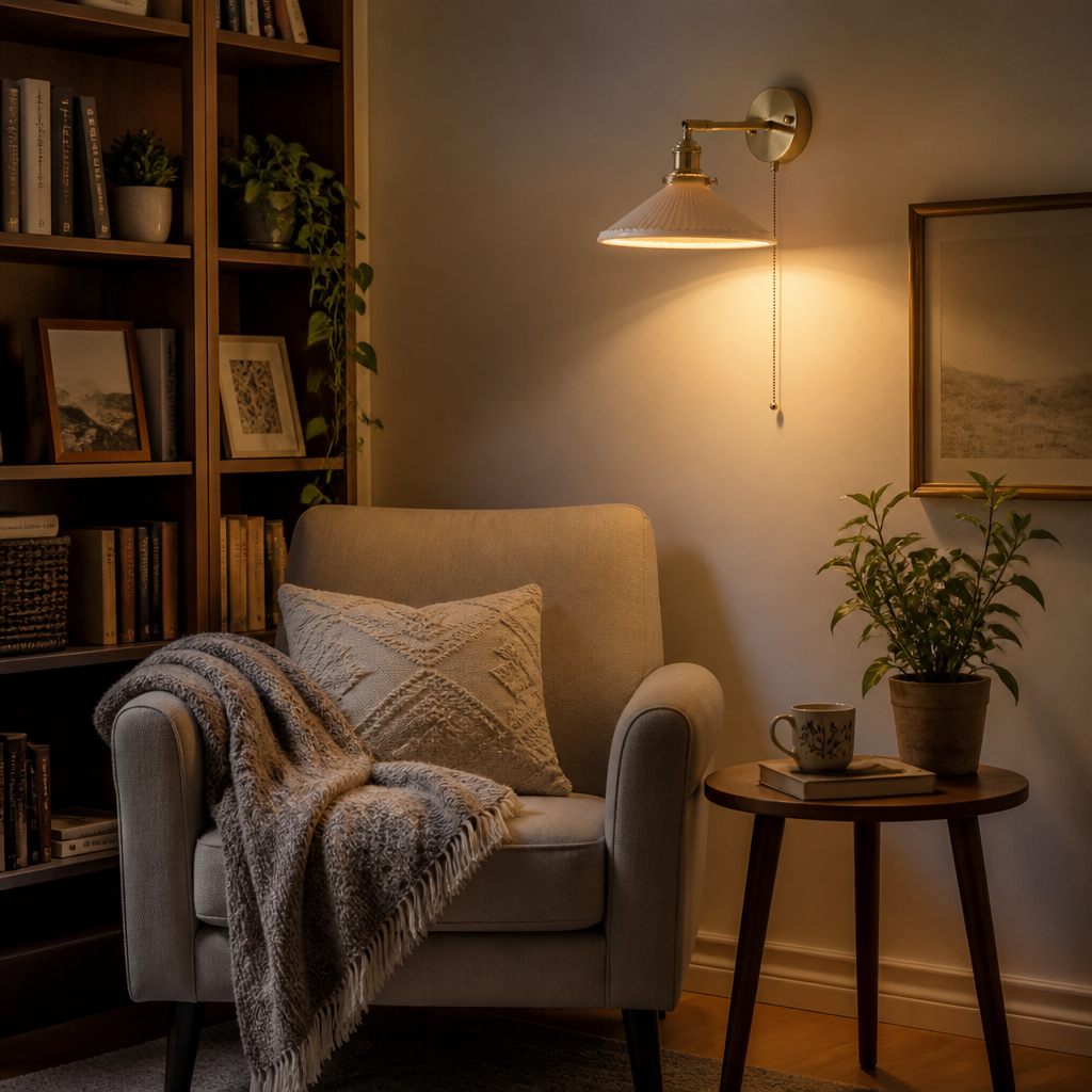 Japanese Nordic Wall Lamp - Ceramic and Brass Sconce in Five Shade Designs for Hallway, Above a Headboard and Staircase Lighting