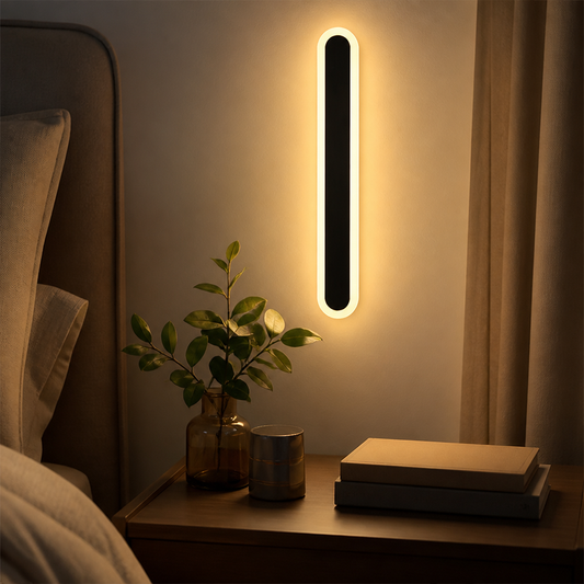 Minimalist Modern Wall Light - White or Black Sconce with Warm Energy-Efficient LED for Hallway, Headboard and Staircase Lighting