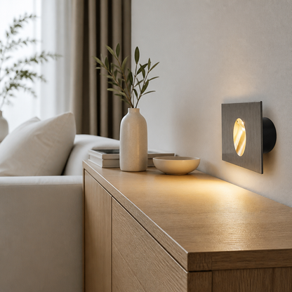 Recessed Step Light - 55mm or 80mm Brushed Gold, Silver, Black or White Fitting in 1W or 3W with Mains or 12V Low Voltage Wiring