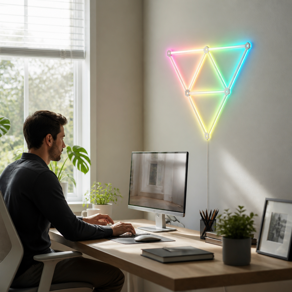 Music Sync RGB Wall Lamp - Six or Nine Piece Smart Colour Changing Panel Set with Beat Reactive Scenes, Timers and App Dimming