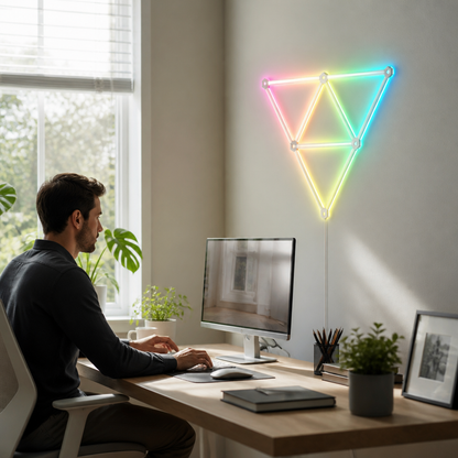 Music Sync RGB Wall Lamp - Six or Nine Piece Smart Colour Changing Panel Set with Beat Reactive Scenes, Timers and App Dimming