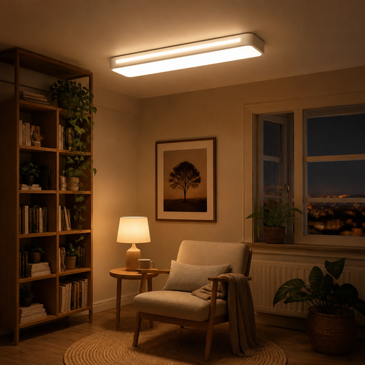 Long Corridor Nordic Ceiling Light - Black or White Iron Linear Bar in 48cm 15W, 58cm 18W and 78cm 22W Warm Sizes for Porch and Balcony