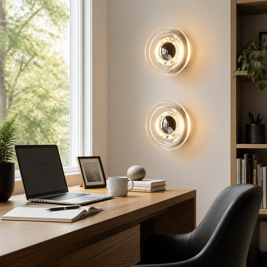 Bauhaus Vintage Wall Lamp - 21cm Glass Sconce with Warm or Three Colour Temperature LED for Hallway, Headboard and Staircase