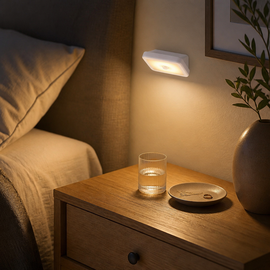 Wireless Motion Sensor LED Nightlight Wall Lamp - Dry Cell Powered ABS Unit in White or Warm White, Sold in Packs of 1, 3 or 6 for Closets