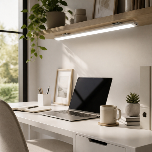 Type-C Rechargeable Motion Sensor Cabinet Light - 10 to 50cm Wireless Bar in Warm, Cold or Three Colour Modes with Ambient Light Detection