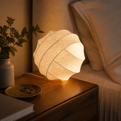 Japanese Wabi-Sabi Pendant Lamp - Silk Shade in 40cm, 50cm or 60cm Widths with Warm, Neutral or White Light for Dining Table and Kitchen