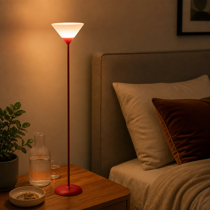 AuraLume Floor Lamp - Contemporary Standing Light in Black, Silver or White with Warm Energy-Efficient LED for Sofa Side and Reading Nook