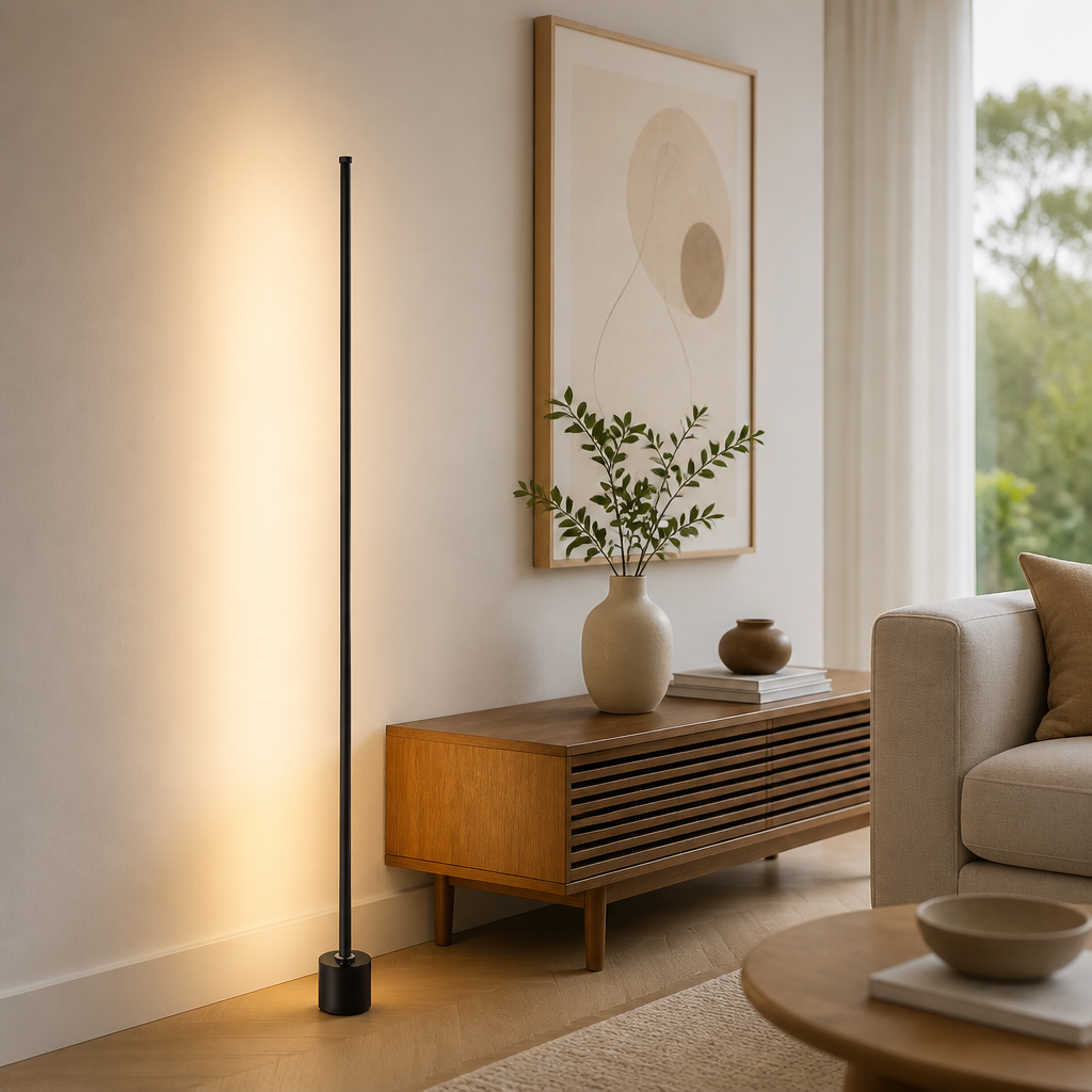 Minimalist Dimmable Floor Lamp - 50, 100 or 140cm Warm White LED Standing Light with Remote Dimming for Sofa Side and Reading Corner