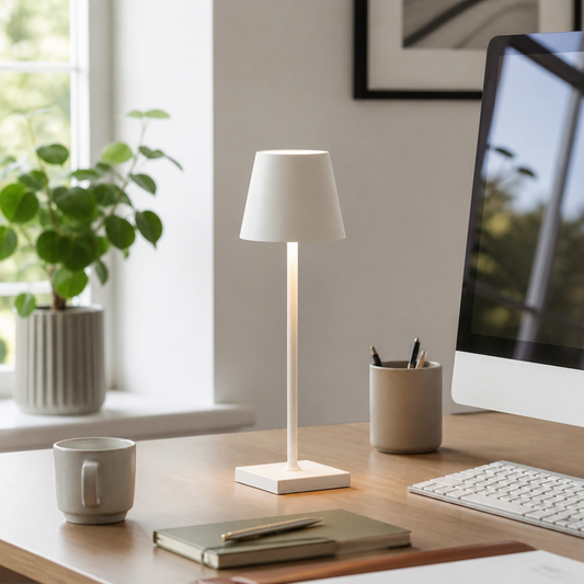 Rechargeable Touch Sensor LED Bedside Table Lamp - Cordless Round ABS Light in Bronze, Black, Gold or White with Stepped Dimming for Patios