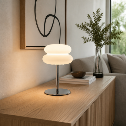 Bauhaus Mushroom Table Lamp - USB Powered Warm Glare-Free LED Light in Three Style Options for Bedside Table, Console and Desk