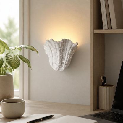 Shell Vintage Wall Sconce - Wabi-Sabi Gypsum Fitting in 3000K, 4000K or 6000K White for Hallway, Above a Headboard and Staircase