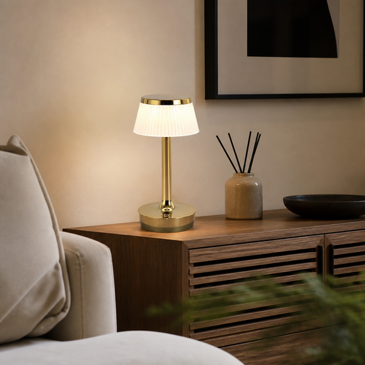 Rechargeable Metal Touch LED Reading Table Lamp - 4W Iron Body Light in White, Gold, Silver, Black or Wood Tone with Three Colour Modes